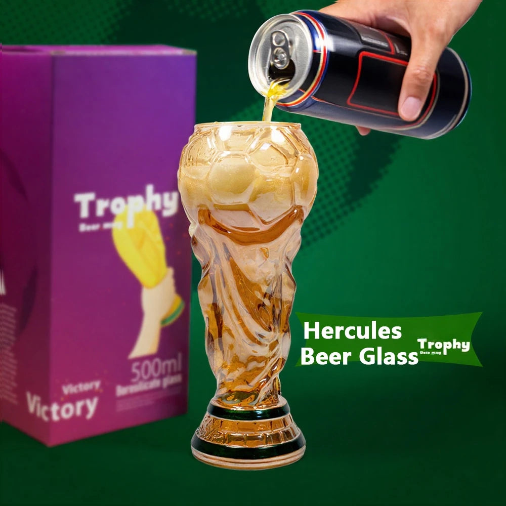 Football Soccer Trophy Shaped Beer Glass Cup Thickened Durable Sports Themed Mug for Bar Pub Party Fan Gift Home Drinkware