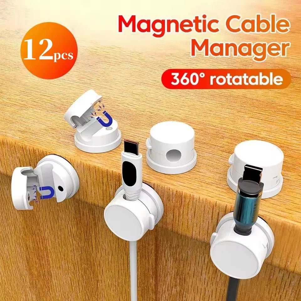 360 Rotation Magnetic Cable Clip Cable Organizer Holder Adhesive Wire Keeper Management USB Charging Line Winder for Home Office