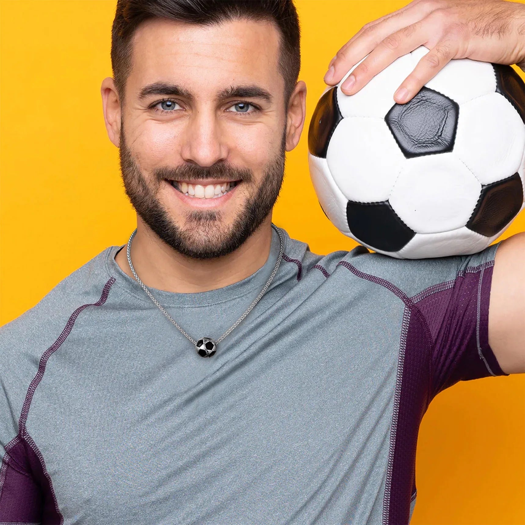 Soccer Ball Necklace Football Pendant Necklace for Men 3D Sport Fan Player Jewelry Gifts for Christmas Father'S Day