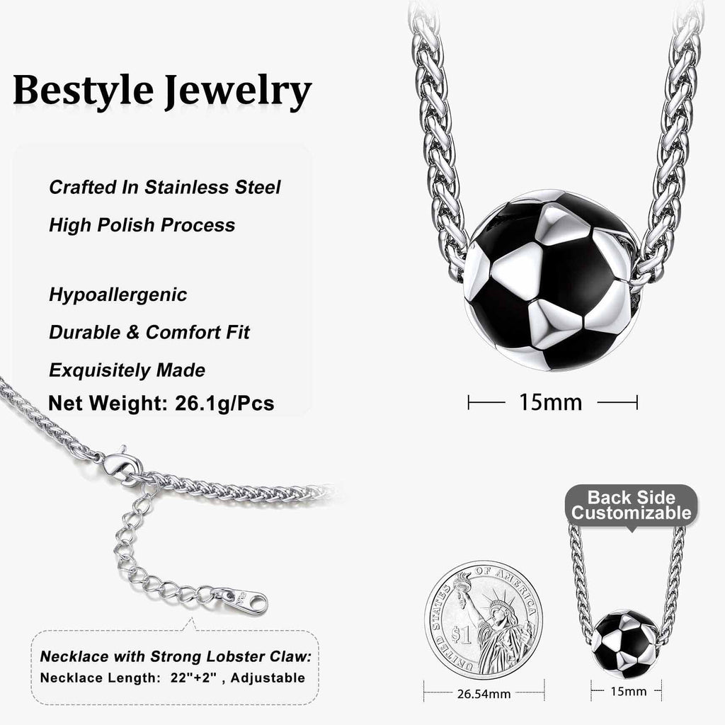 Soccer Ball Necklace Football Pendant Necklace for Men 3D Sport Fan Player Jewelry Gifts for Christmas Father'S Day