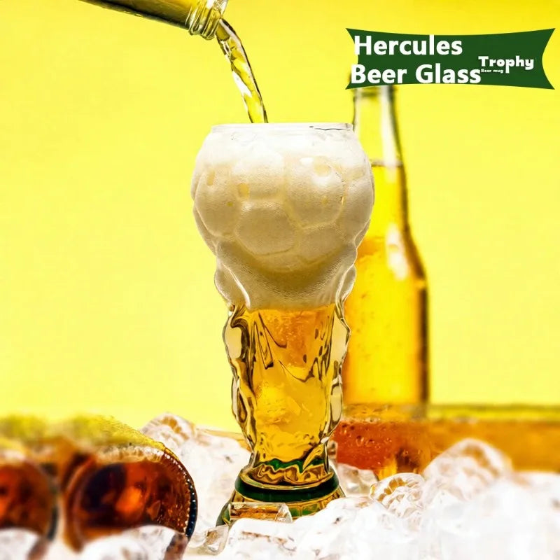Football Soccer Trophy Shaped Beer Glass Cup Thickened Durable Sports Themed Mug for Bar Pub Party Fan Gift Home Drinkware