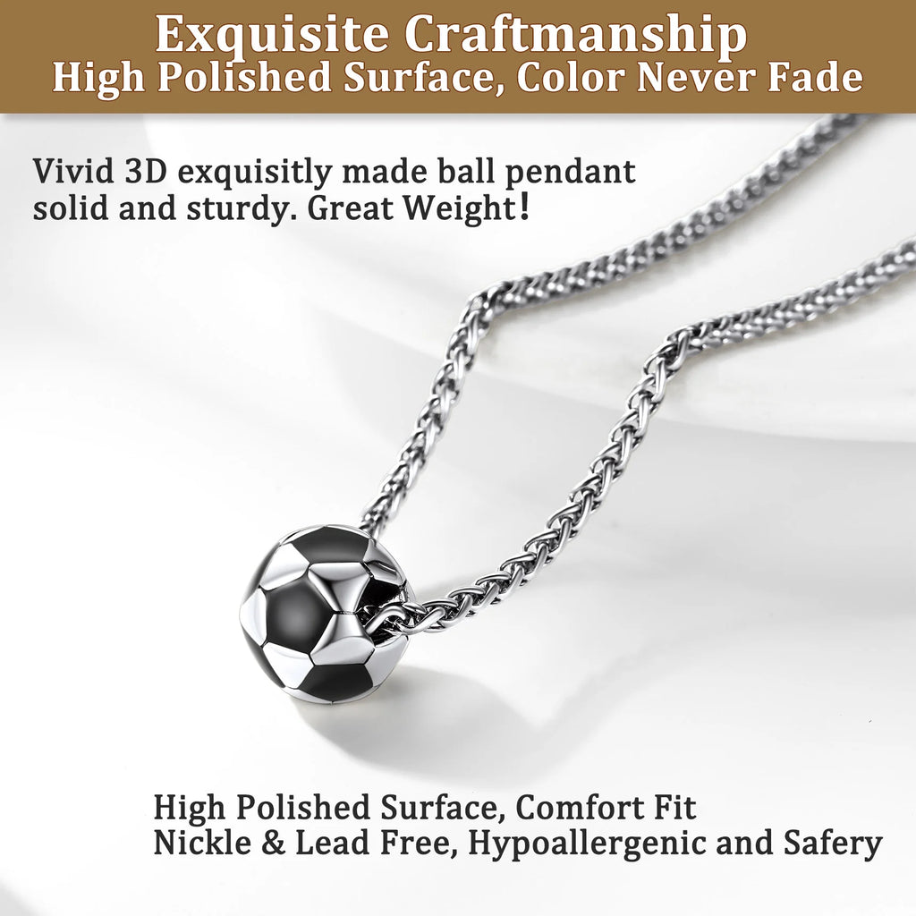 Soccer Ball Necklace Football Pendant Necklace for Men 3D Sport Fan Player Jewelry Gifts for Christmas Father'S Day