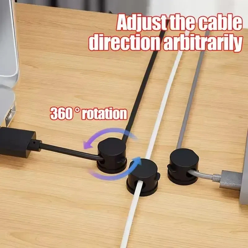 Magnetic Cable Clip Organizer - 360 Rotation Desk Cable Holder Wire Keeper Cord Management USB Charging Cable Organizer Home Office Desk/Car/Bedside Accessories Cable Management Click System
