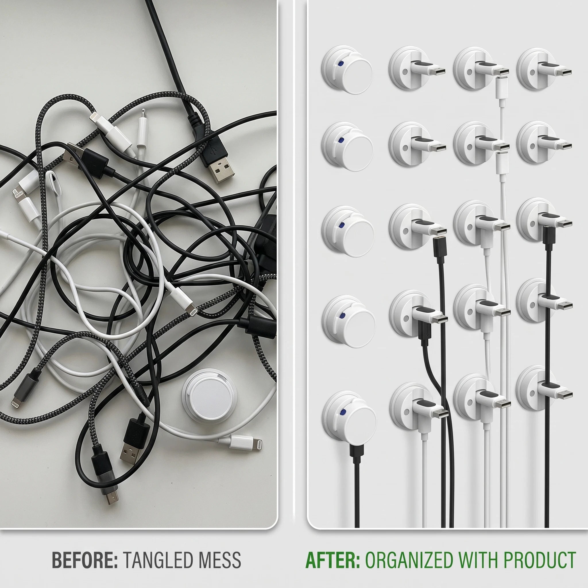 Magnetic Cable Clip Organizer - 360 Rotation Desk Cable Holder Wire Keeper Cord Management USB Charging Cable Organizer Home Office Desk/Car/Bedside Accessories Cable Management Click System
