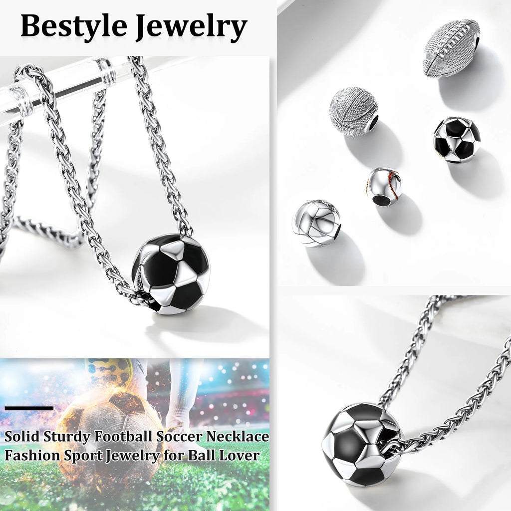 Soccer Ball Necklace Football Pendant Necklace for Men 3D Sport Fan Player Jewelry Gifts for Christmas Father'S Day