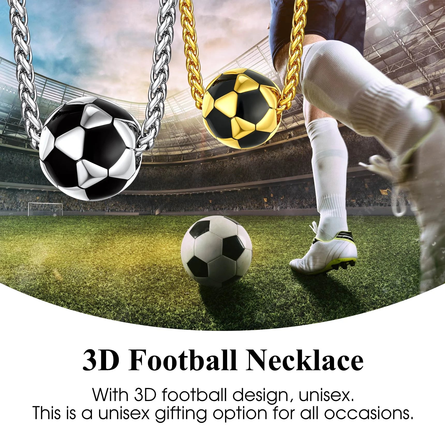 Soccer Ball Necklace Football Pendant Necklace for Men 3D Sport Fan Player Jewelry Gifts for Christmas Father'S Day