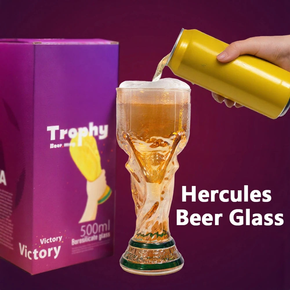 Football Soccer Trophy Shaped Beer Glass Cup Thickened Durable Sports Themed Mug for Bar Pub Party Fan Gift Home Drinkware